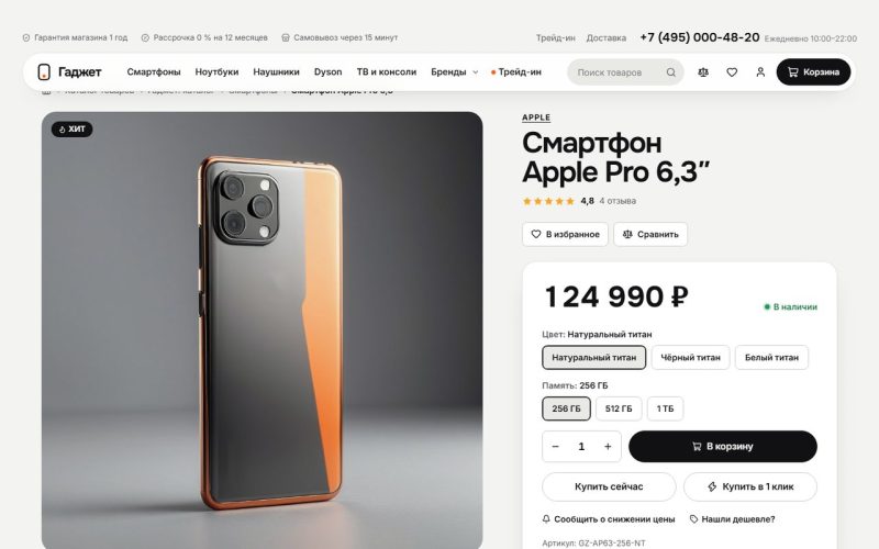 Варианты, фильтр и модели товаров